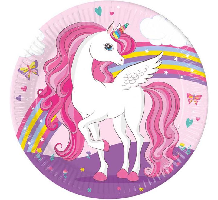 Unicorn papp tallerkar 23 cm