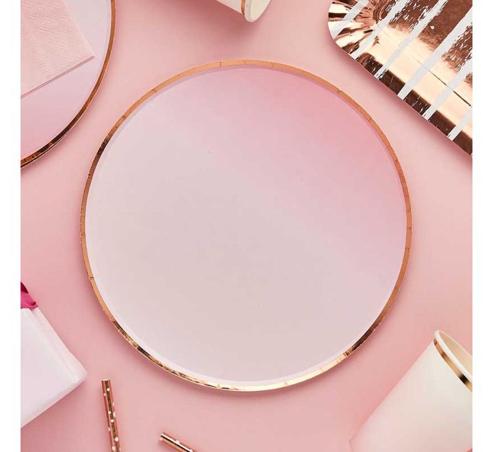 Rosegold & Pink ombre tallerkar