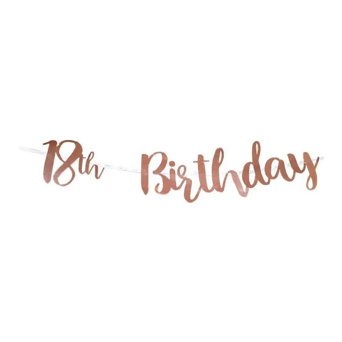 "18 birthday" rosegold banner