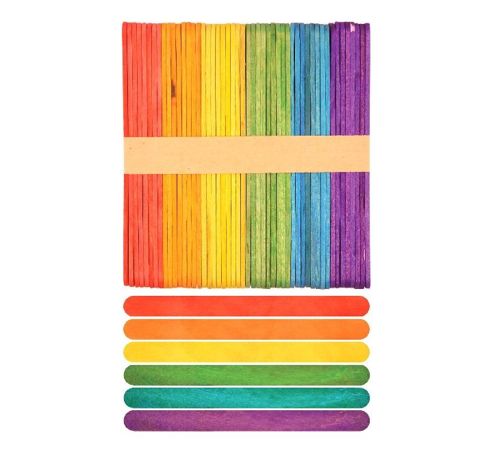 50 Coloured Craft Sticks