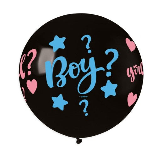 Blá gender reveal ballón. - inkl konfetti