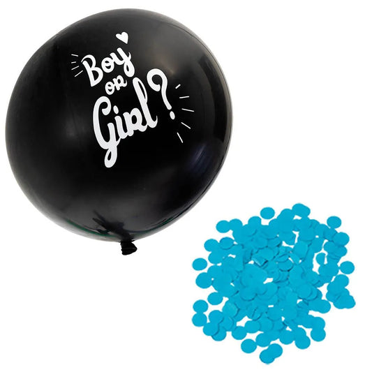 Ljósablá gender reveal ballón.